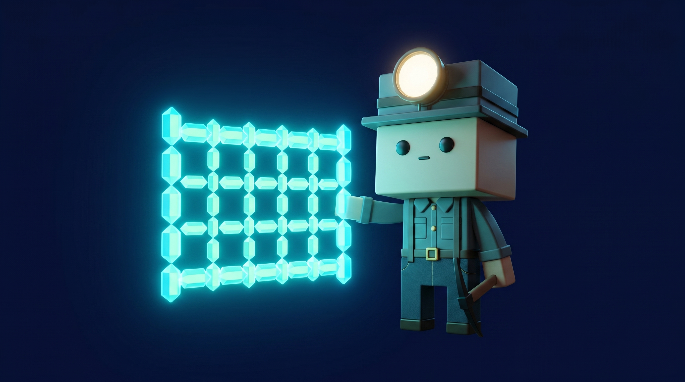 The Gem Hunters miner mascot holding a glowing seasonal calendar made of crypto gems