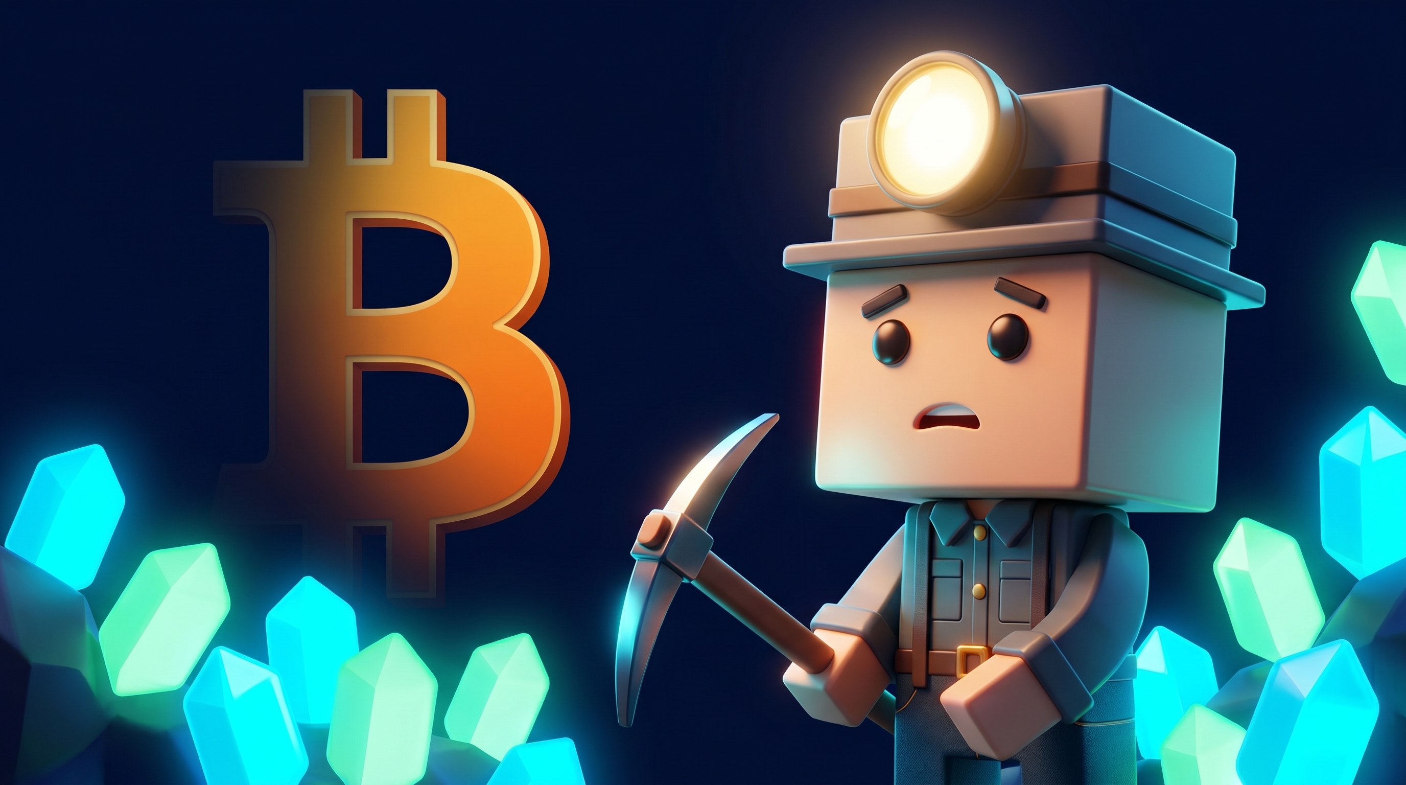 The Gem Hunters miner mascot watching Bitcoin dominance shrink while smaller altcoin gems light up around it